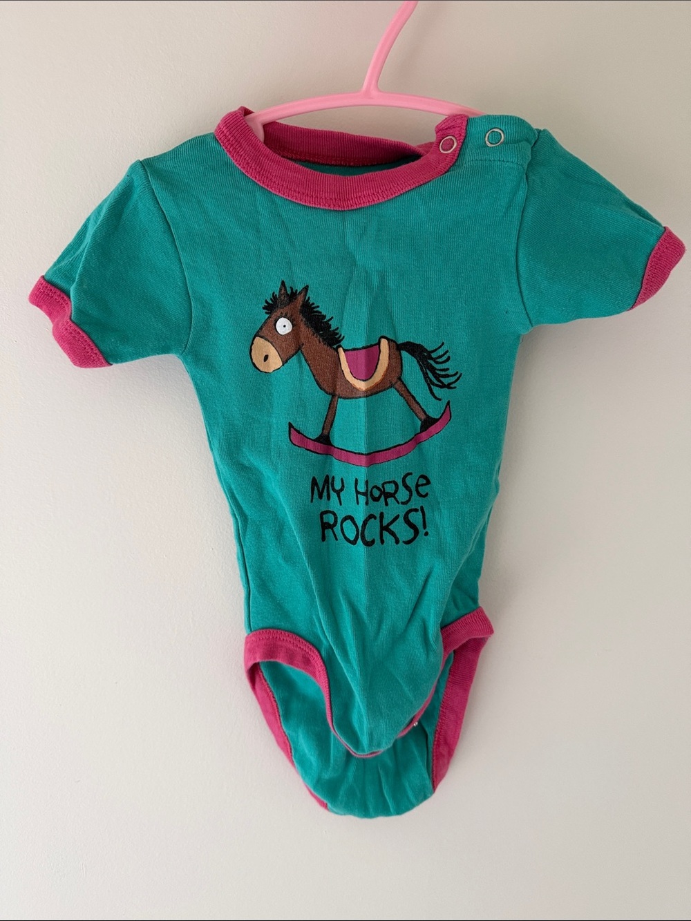 Turquoise & Pink 'My Horse Rocks!' Baby One-Piece